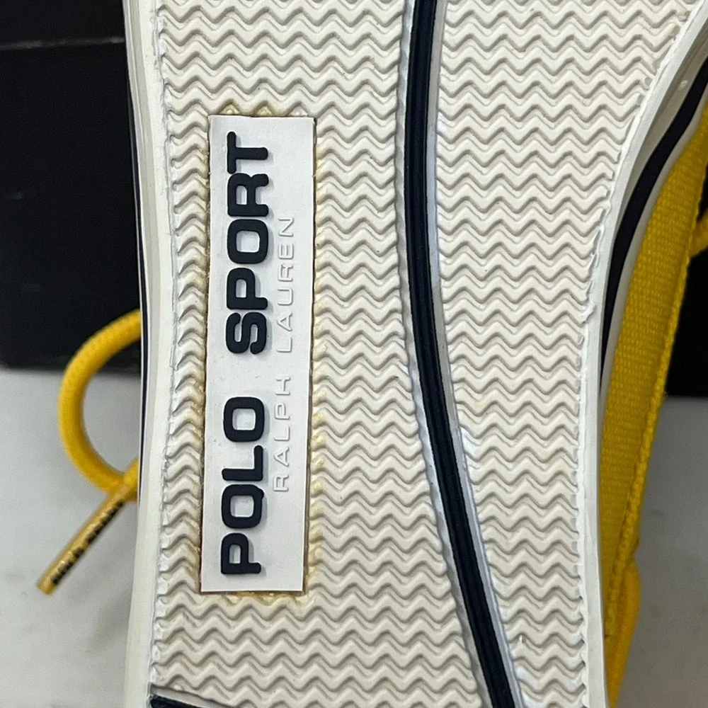 Polo Sport Ralph Lauren Canvas Boat Shoes Yellow &‎ Navy Women's US 8B VTG NEW